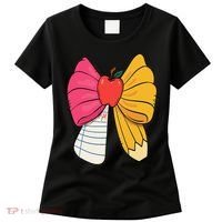 Girly Coquette Bow Pencil Teacher Student Back To School Women's T-Shirt thumb 0
