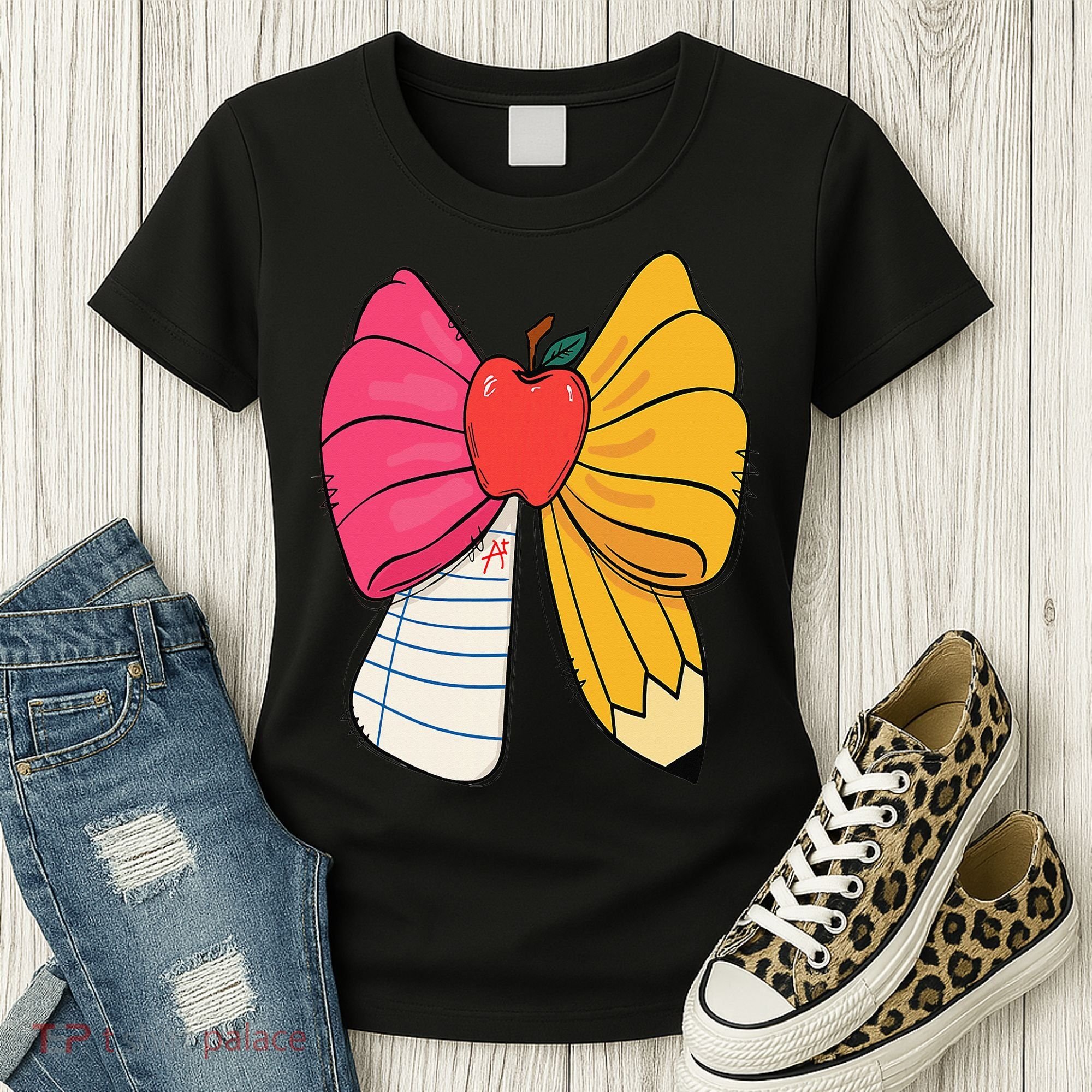 Girly Coquette Bow Pencil Teacher Student Back To School Women's T-Shirt