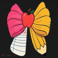 Girly Coquette Bow Pencil Teacher Student Back To School Women's T-Shirt thumb 6