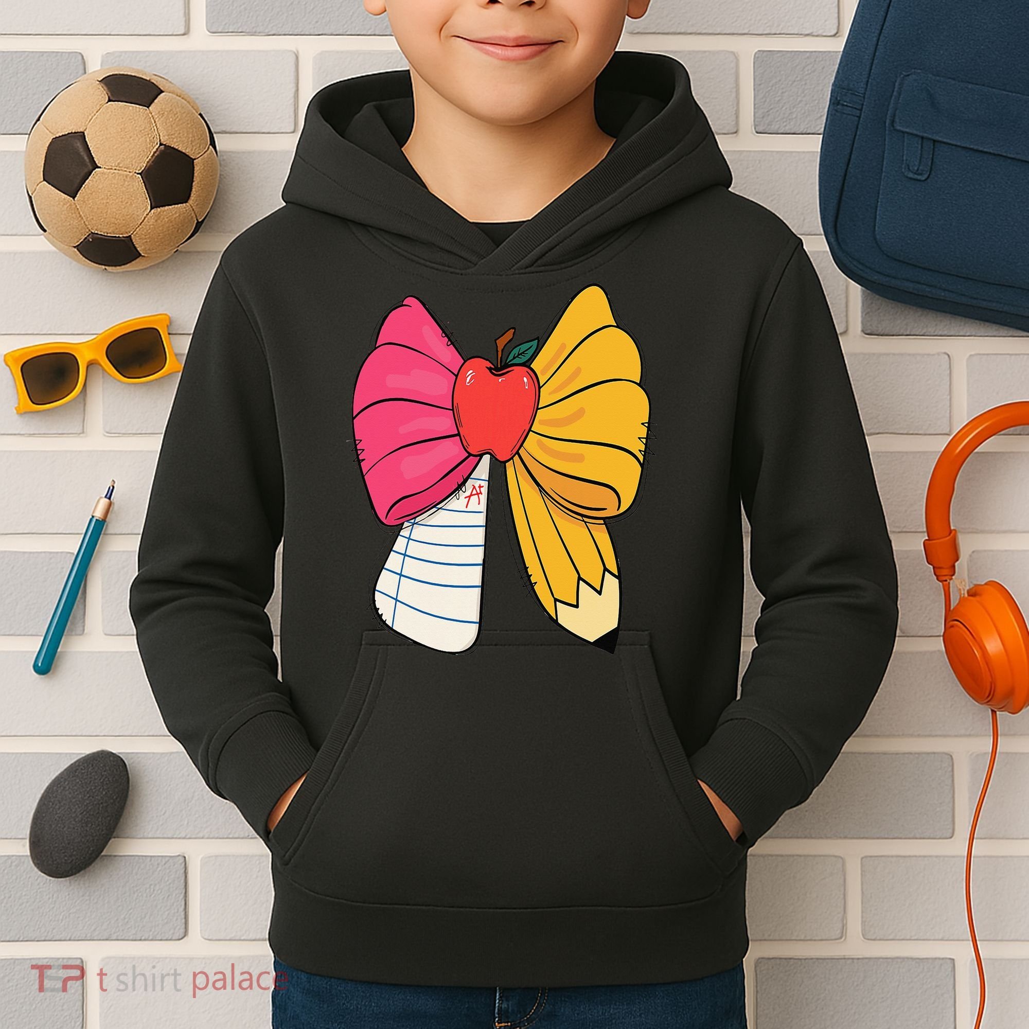 Girly Coquette Bow Pencil Teacher Student Back To School Kids Hoodie