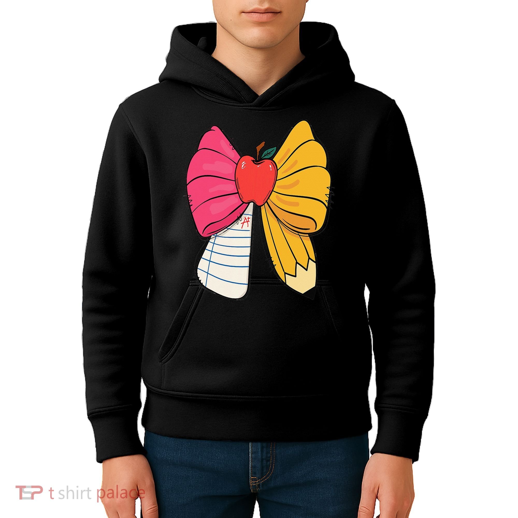 Girly Coquette Bow Pencil Teacher Student Back To School Kids Hoodie