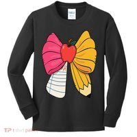 Girly Coquette Bow Pencil Teacher Student Back To School Kids Long Sleeve Shirt thumb 0