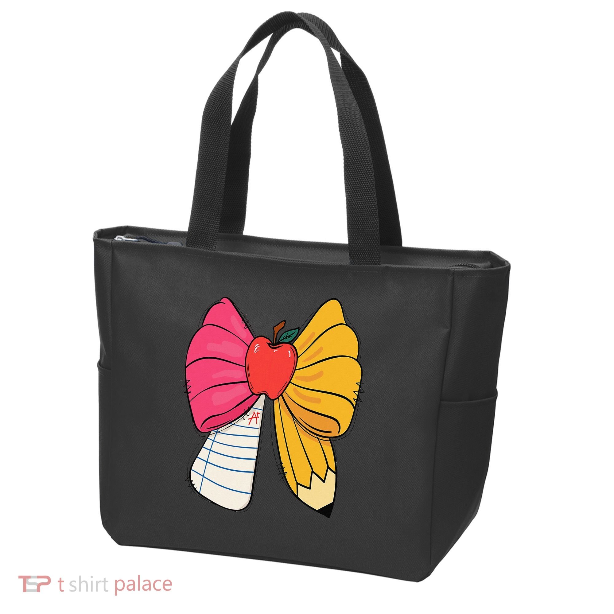 Girly Coquette Bow Pencil Teacher Student Back To School Tote Bag