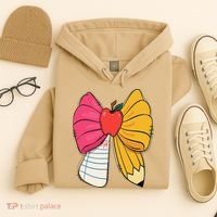 Girly Coquette Bow Pencil Teacher Student Back To School Hoodie thumb 4