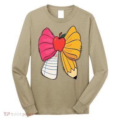 Girly Coquette Bow Pencil Teacher Student Back To School Long Sleeve Shirt