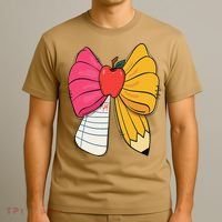 Girly Coquette Bow Pencil Teacher Student Back To School T-Shirt thumb 3