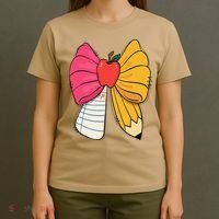 Girly Coquette Bow Pencil Teacher Student Back To School T-Shirt thumb 4