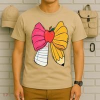 Girly Coquette Bow Pencil Teacher Student Back To School T-Shirt thumb 6