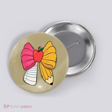 Girly Coquette Bow Pencil Teacher Student Back To School Button