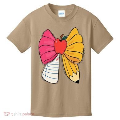 Girly Coquette Bow Pencil Teacher Student Back To School Kids T-Shirt