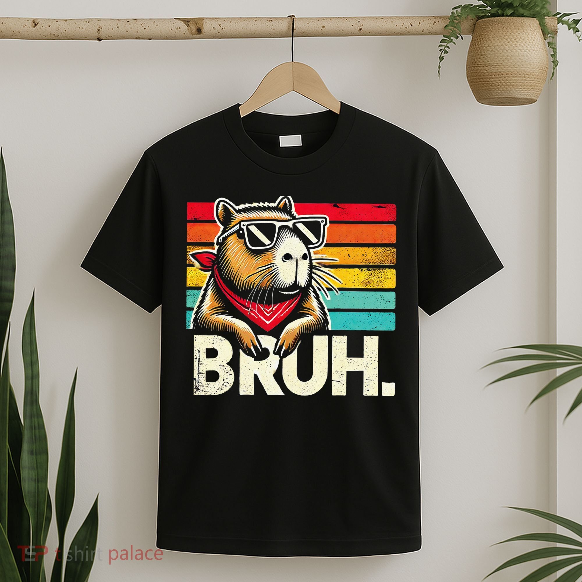 Gaming Capybara Bruh Retro Vintage Funny Bruh Girl T-Shirt