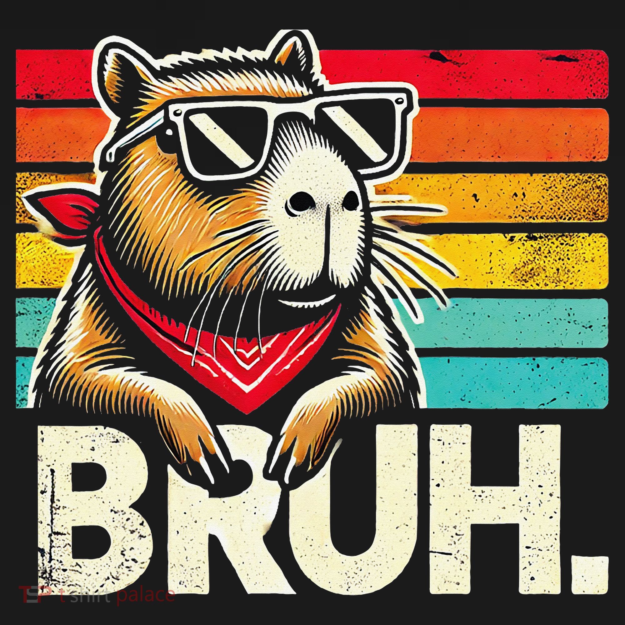 Gaming Capybara Bruh Retro Vintage Funny Bruh Girl T-Shirt