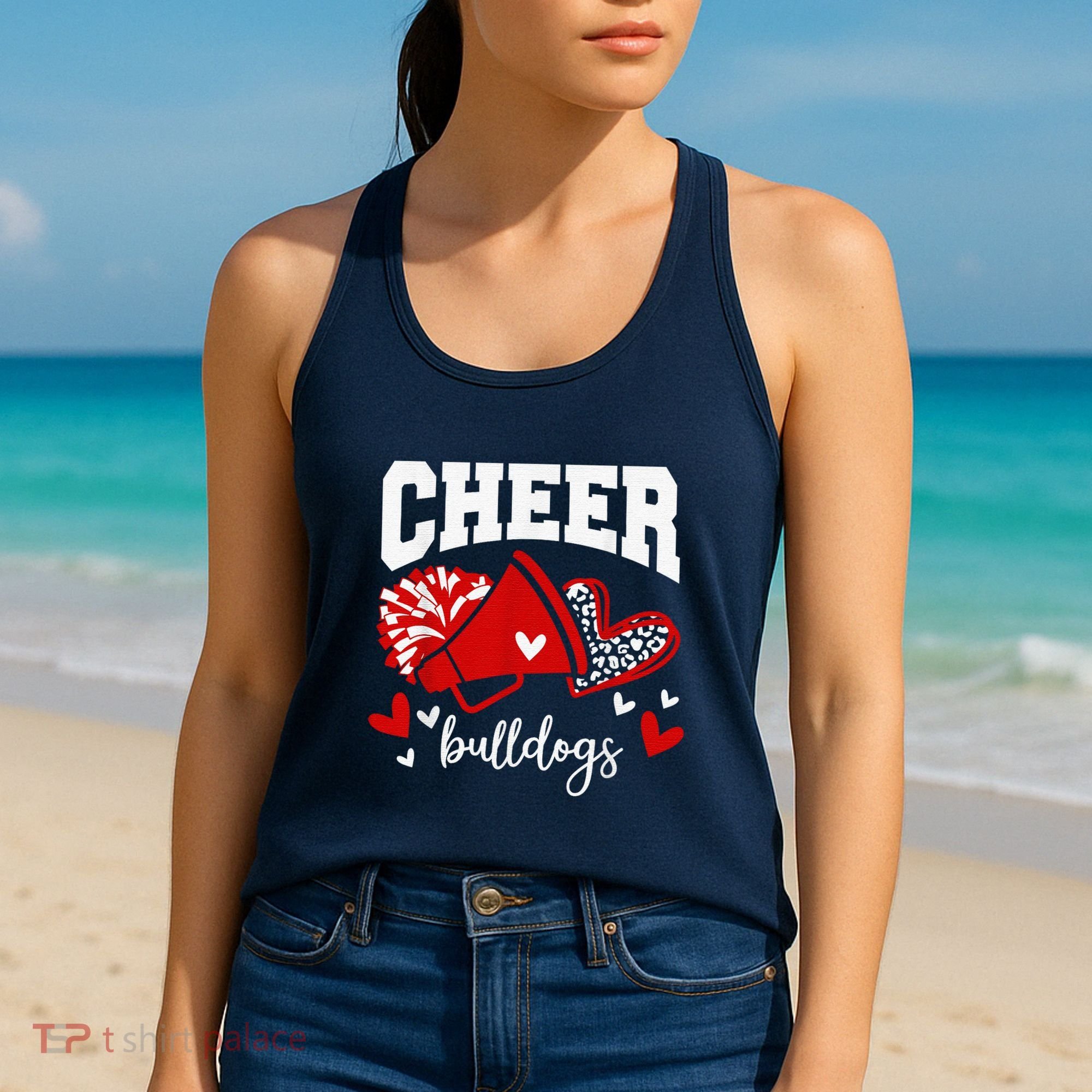 Go Cheer Bulldogs School Sports Fan Spirits Mascot Women's Tank Top