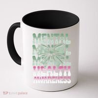 Green Coquette Bow Mental Health Awareness Women Coffee Mug thumb 0