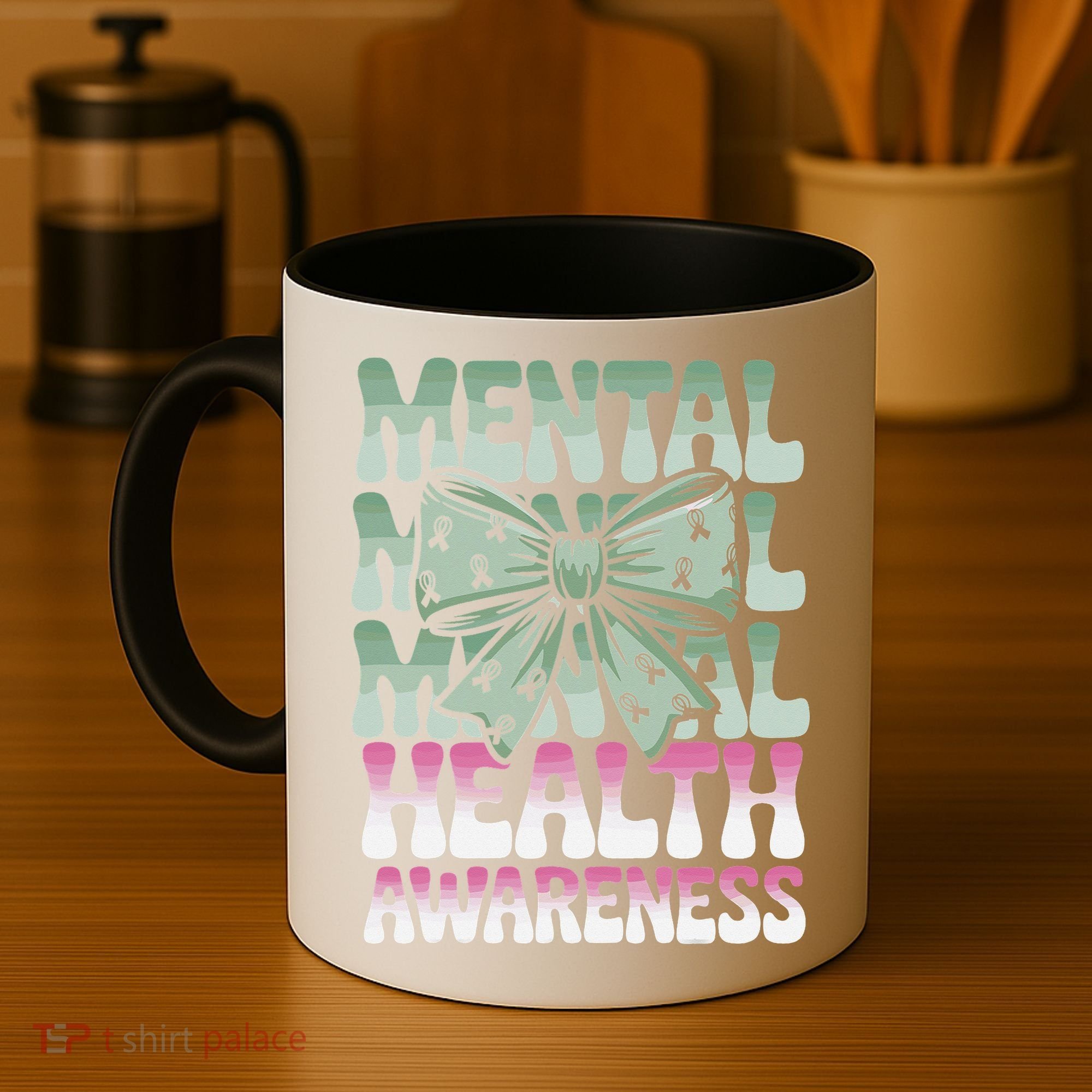 Green Coquette Bow Mental Health Awareness Women Coffee Mug