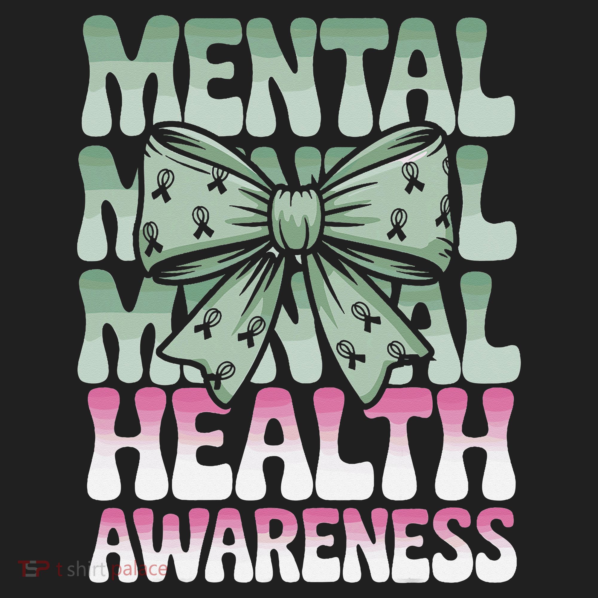 Green Coquette Bow Mental Health Awareness Women Beanie