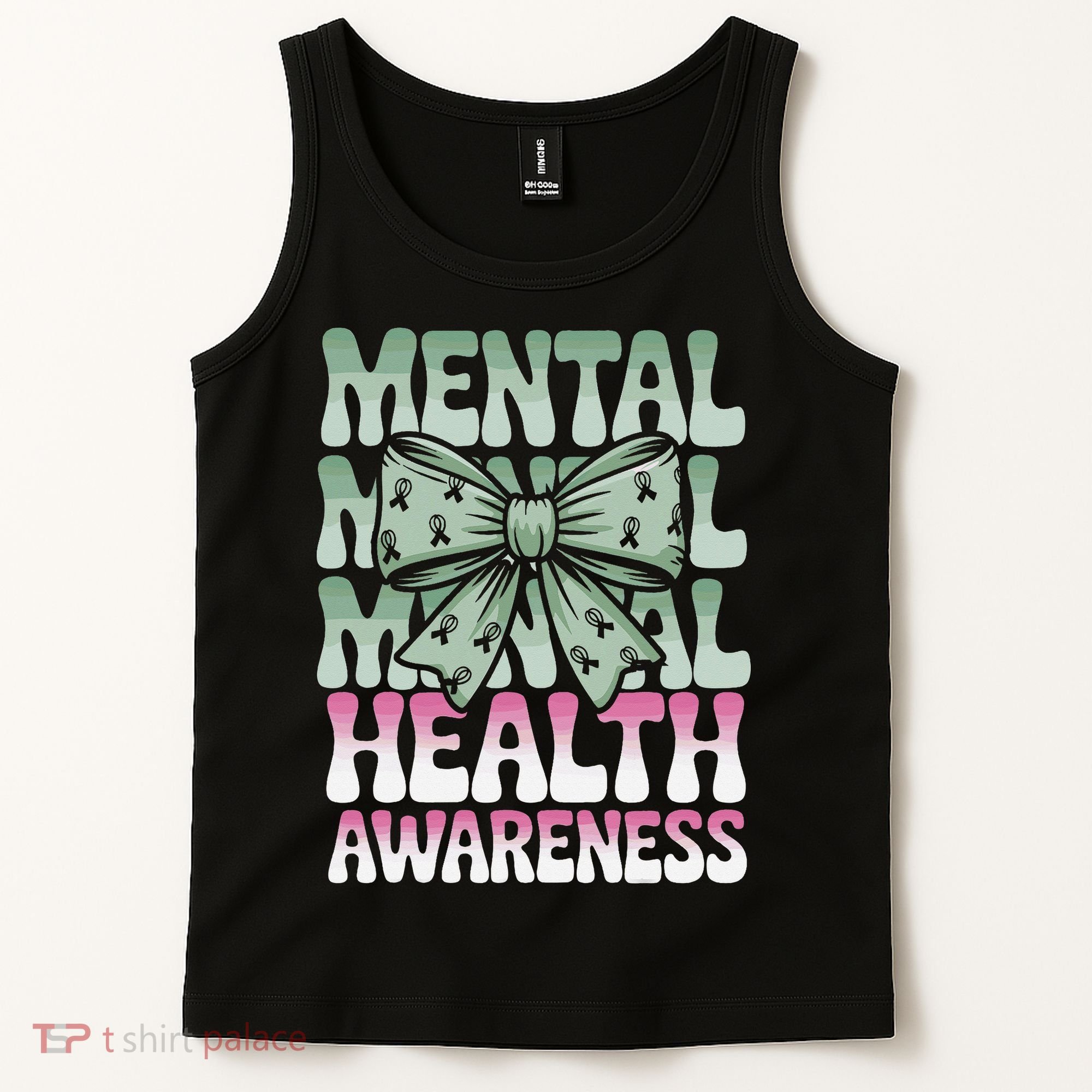 Green Coquette Bow Mental Health Awareness Women Tank Top