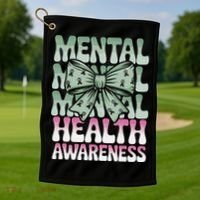 Green Coquette Bow Mental Health Awareness Women Golf Towel thumb 1
