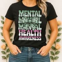 Green Coquette Bow Mental Health Awareness Women Women's T-Shirt thumb 2