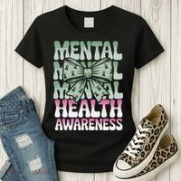 Green Coquette Bow Mental Health Awareness Women Women's T-Shirt thumb 3