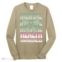Green Coquette Bow Mental Health Awareness Women Long Sleeve Shirt thumb 0