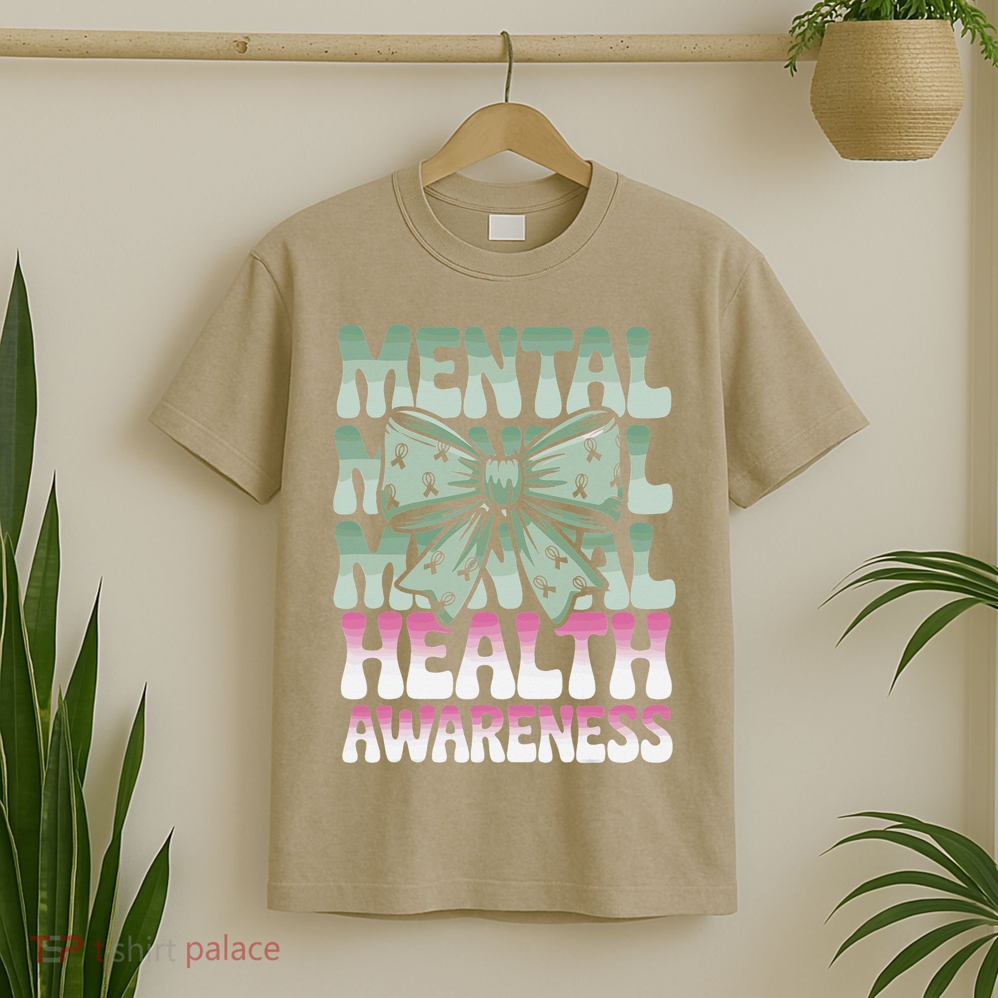 Green Coquette Bow Mental Health Awareness Women T-Shirt