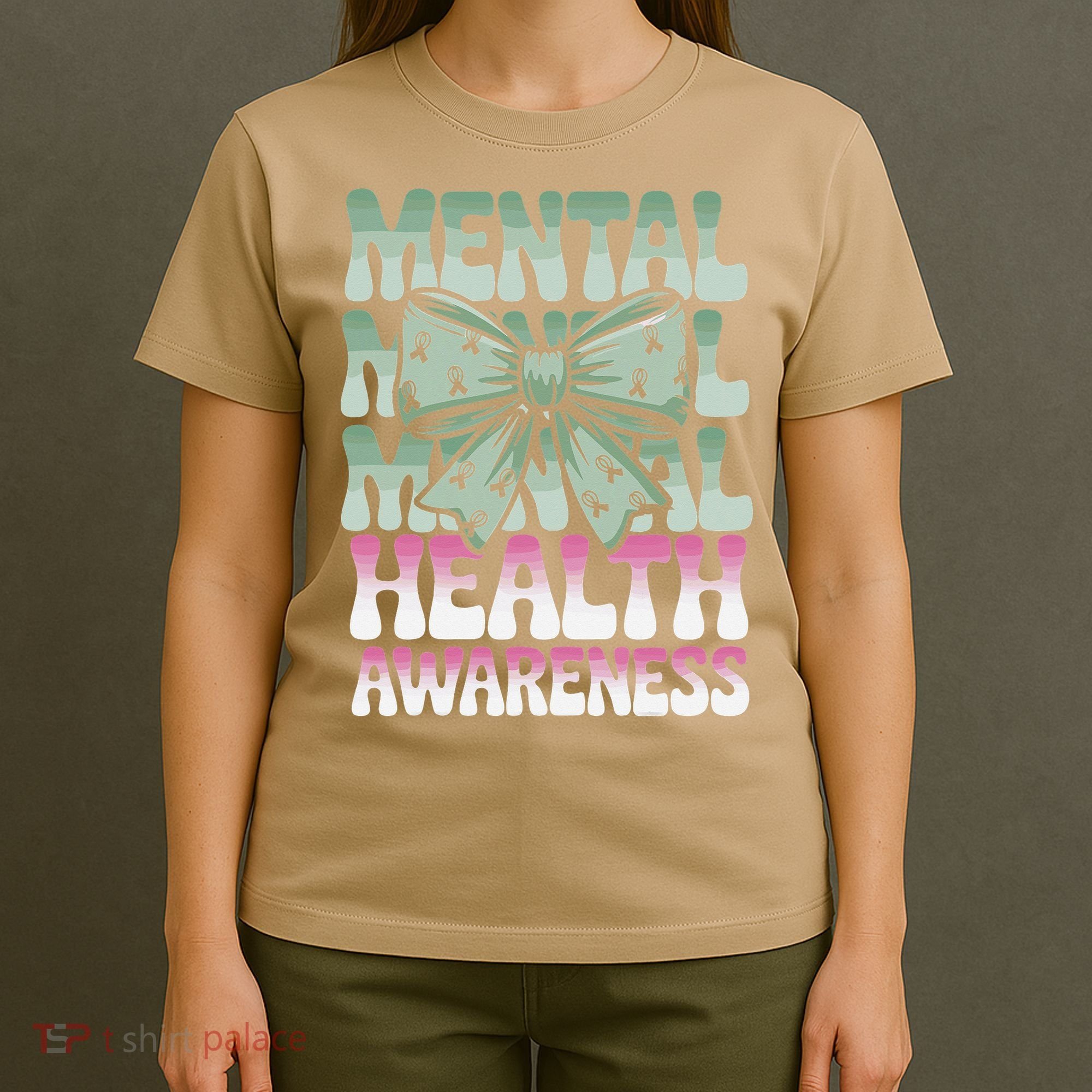 Green Coquette Bow Mental Health Awareness Women T-Shirt