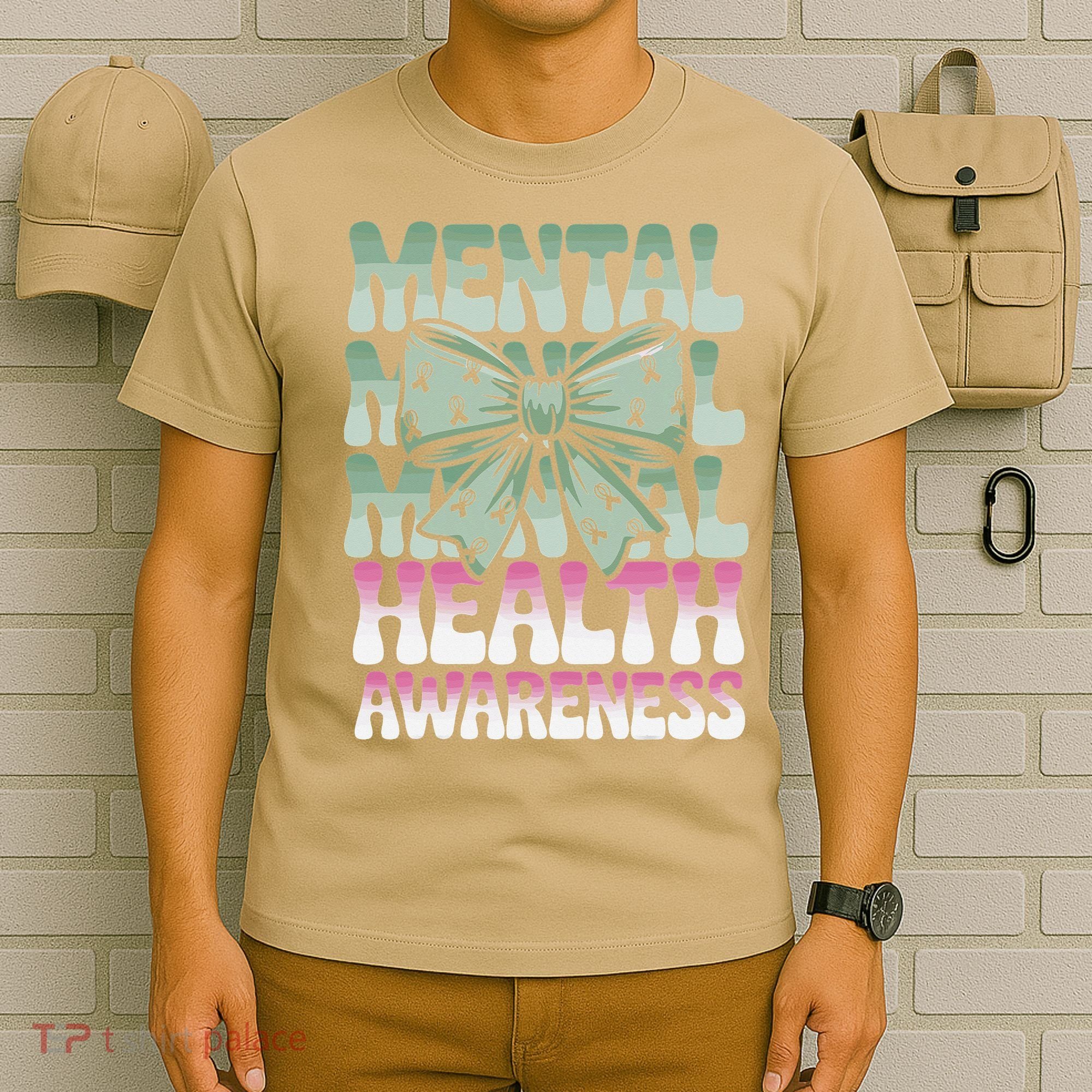 Green Coquette Bow Mental Health Awareness Women T-Shirt
