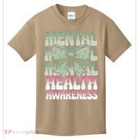 Green Coquette Bow Mental Health Awareness Women Kids T-Shirt thumb 0