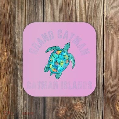 Grand Cayman Beach Design Sea Turtle Illustration Gift Coaster