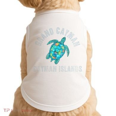 Grand Cayman Beach Design Sea Turtle Illustration Gift Doggie Tank