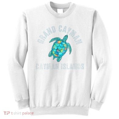 Grand Cayman Beach Design Sea Turtle Illustration Gift Sweatshirt