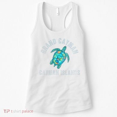 Grand Cayman Beach Design Sea Turtle Illustration Gift Women's Tank Top