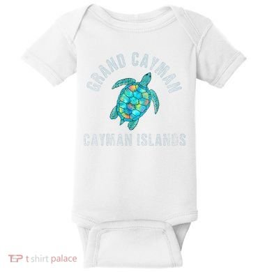 Grand Cayman Beach Design Sea Turtle Illustration Gift Baby Bodysuit