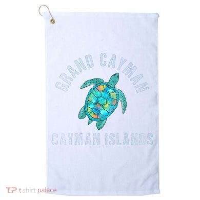 Grand Cayman Beach Design Sea Turtle Illustration Gift Golf Towel