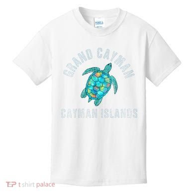 Grand Cayman Beach Design Sea Turtle Illustration Gift Kids T-Shirt
