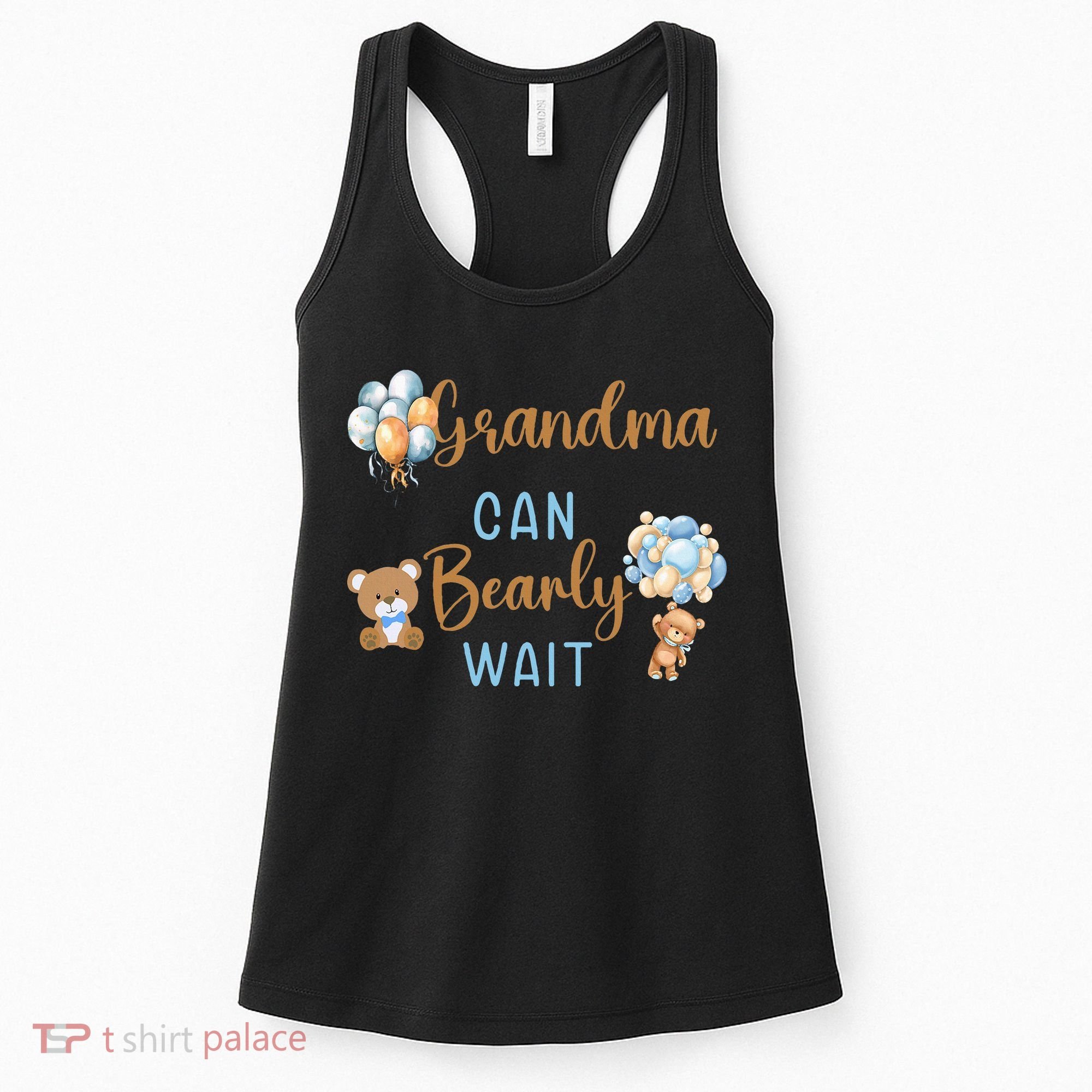 Grandma Can Bearly Wait Gender Neutral Baby Shower Matching Women's Tank Top