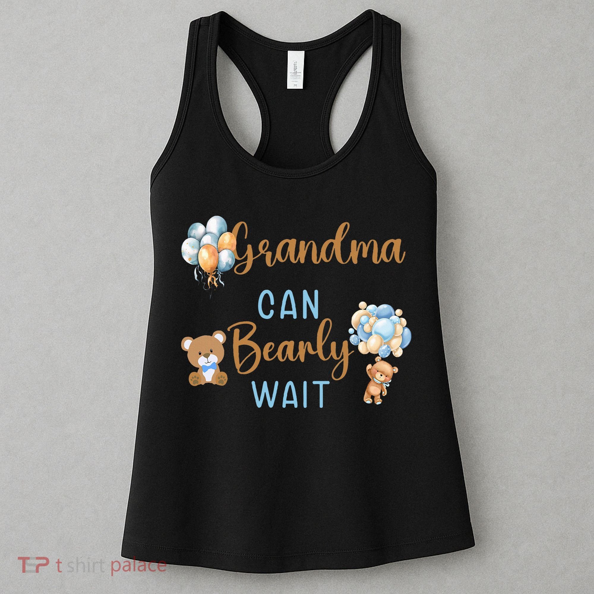 Grandma Can Bearly Wait Gender Neutral Baby Shower Matching Women's Tank Top
