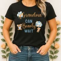 Grandma Can Bearly Wait Gender Neutral Baby Shower Matching Women's T-Shirt thumb 2