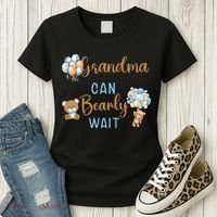 Grandma Can Bearly Wait Gender Neutral Baby Shower Matching Women's T-Shirt thumb 3