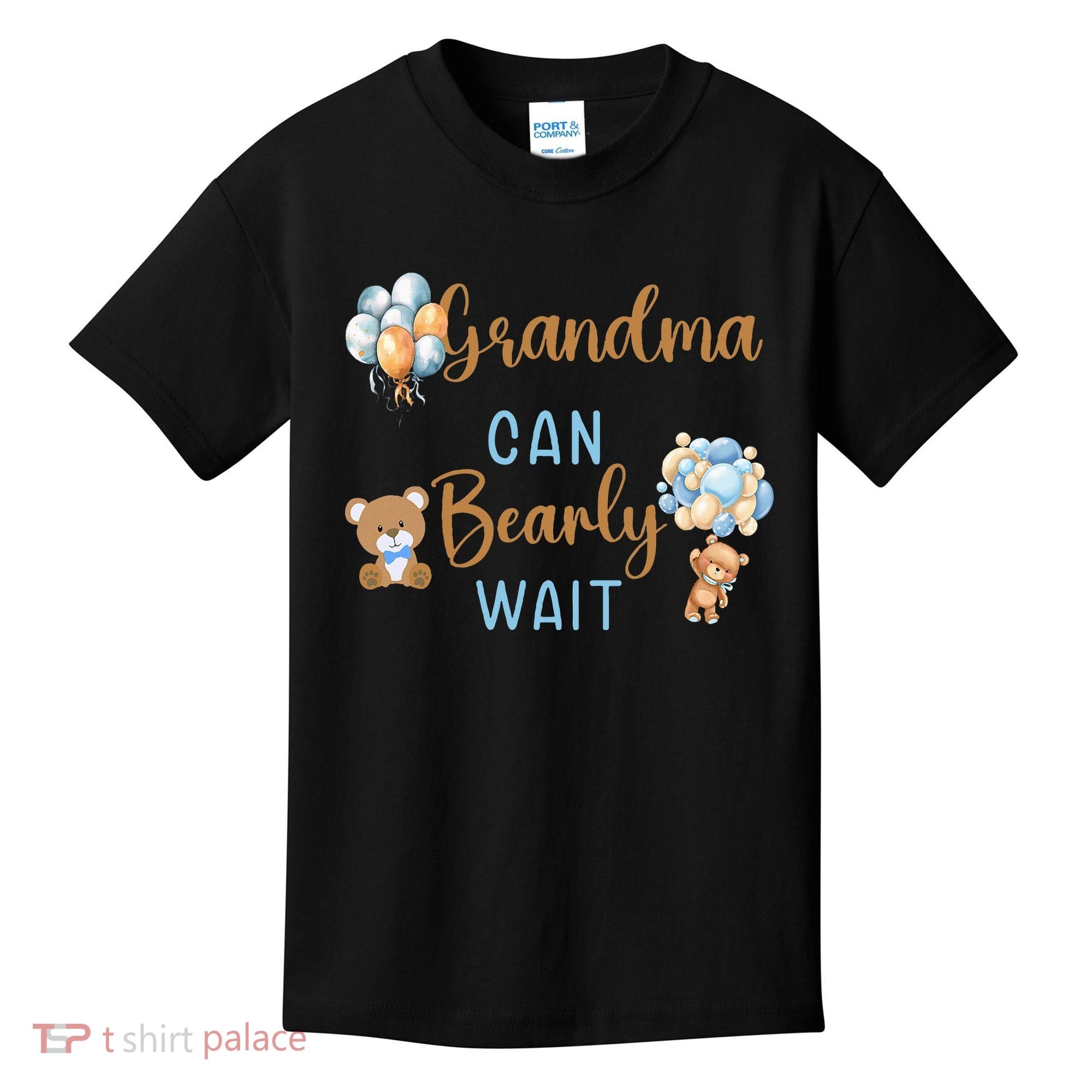 Grandma Can Bearly Wait Gender Neutral Baby Shower Matching Kids T-Shirt