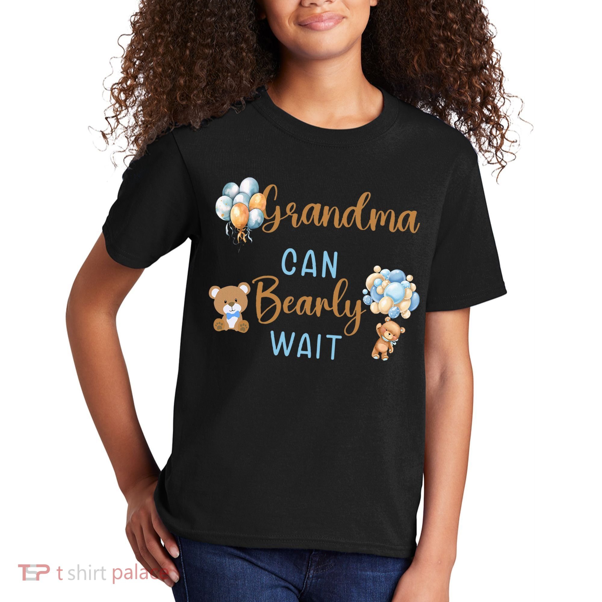 Grandma Can Bearly Wait Gender Neutral Baby Shower Matching Kids T-Shirt