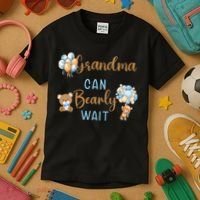 Grandma Can Bearly Wait Gender Neutral Baby Shower Matching Kids T-Shirt thumb 3