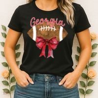Georgia Coquette Bow Football Fan Women's T-Shirt thumb 2