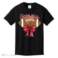 Georgia Coquette Bow Football Fan Kids T-Shirt thumb 0