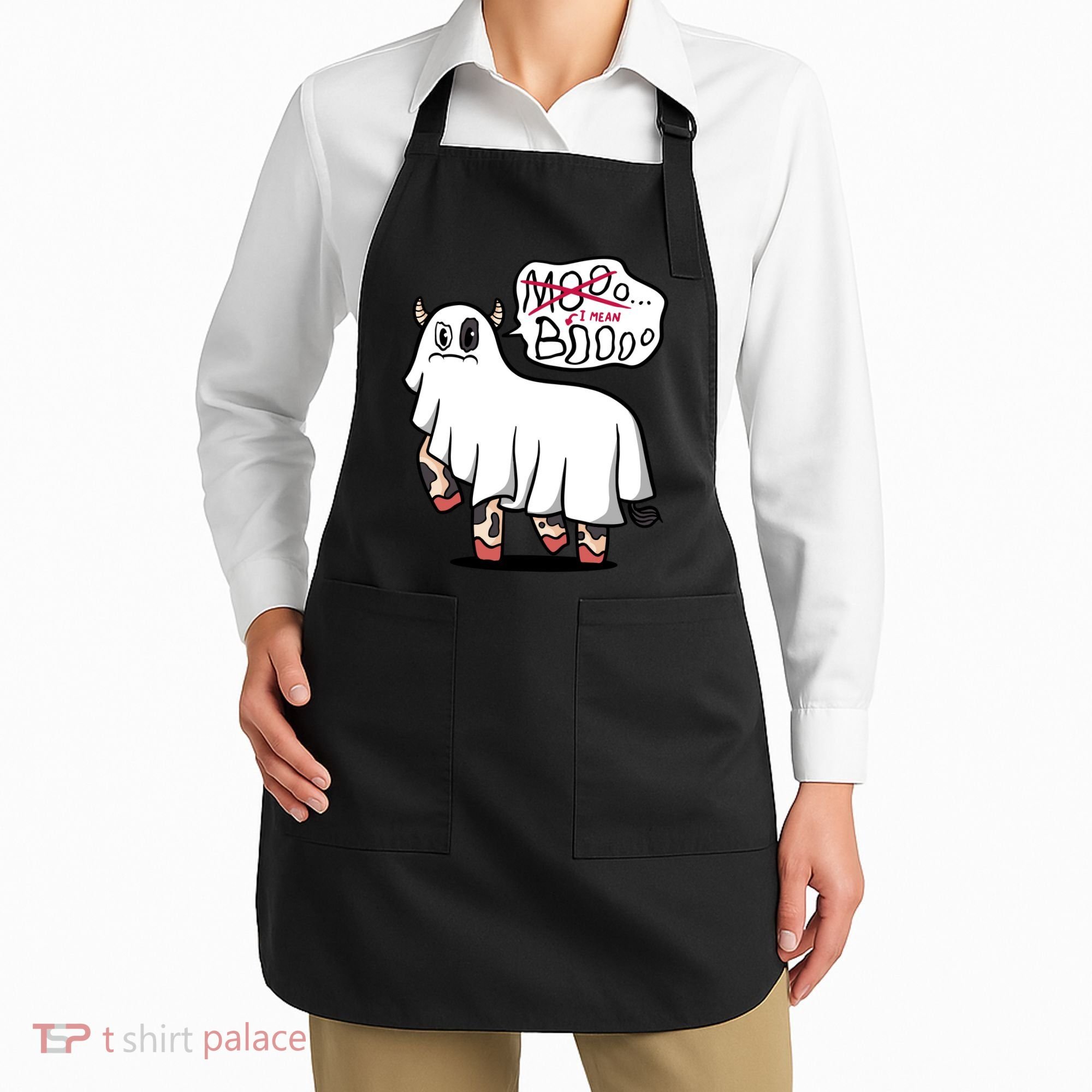Ghost Cow Boo Funny Apron