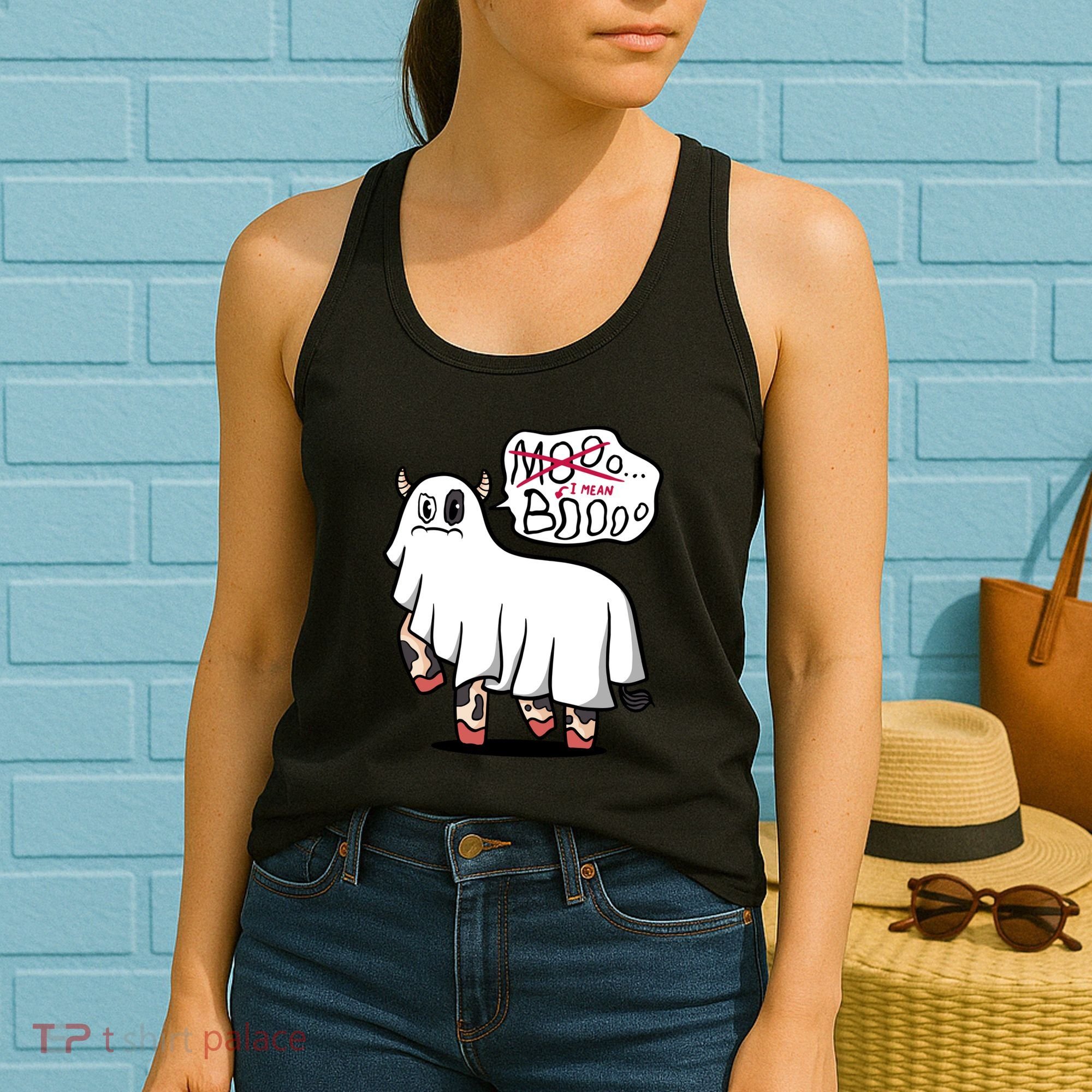 Ghost Cow Boo Funny Women's Tank Top