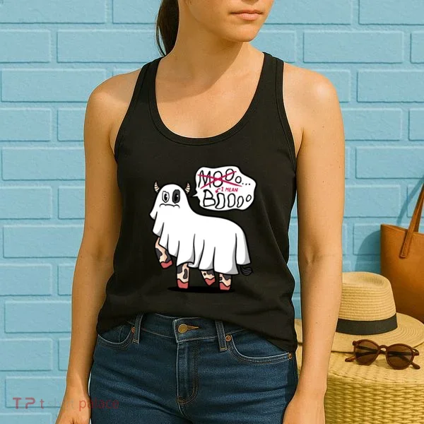 Ghost Cow Boo Funny Women's Tank Top