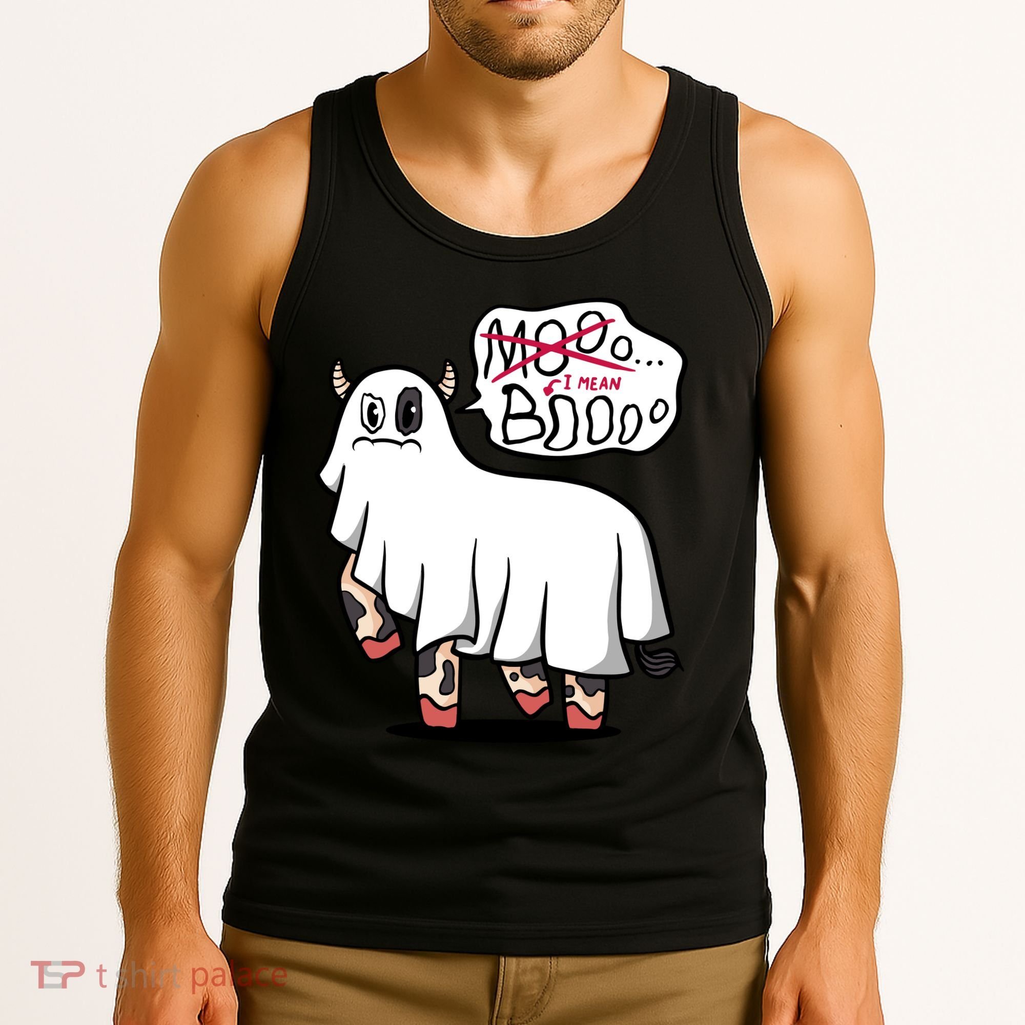 Ghost Cow Boo Funny Tank Top