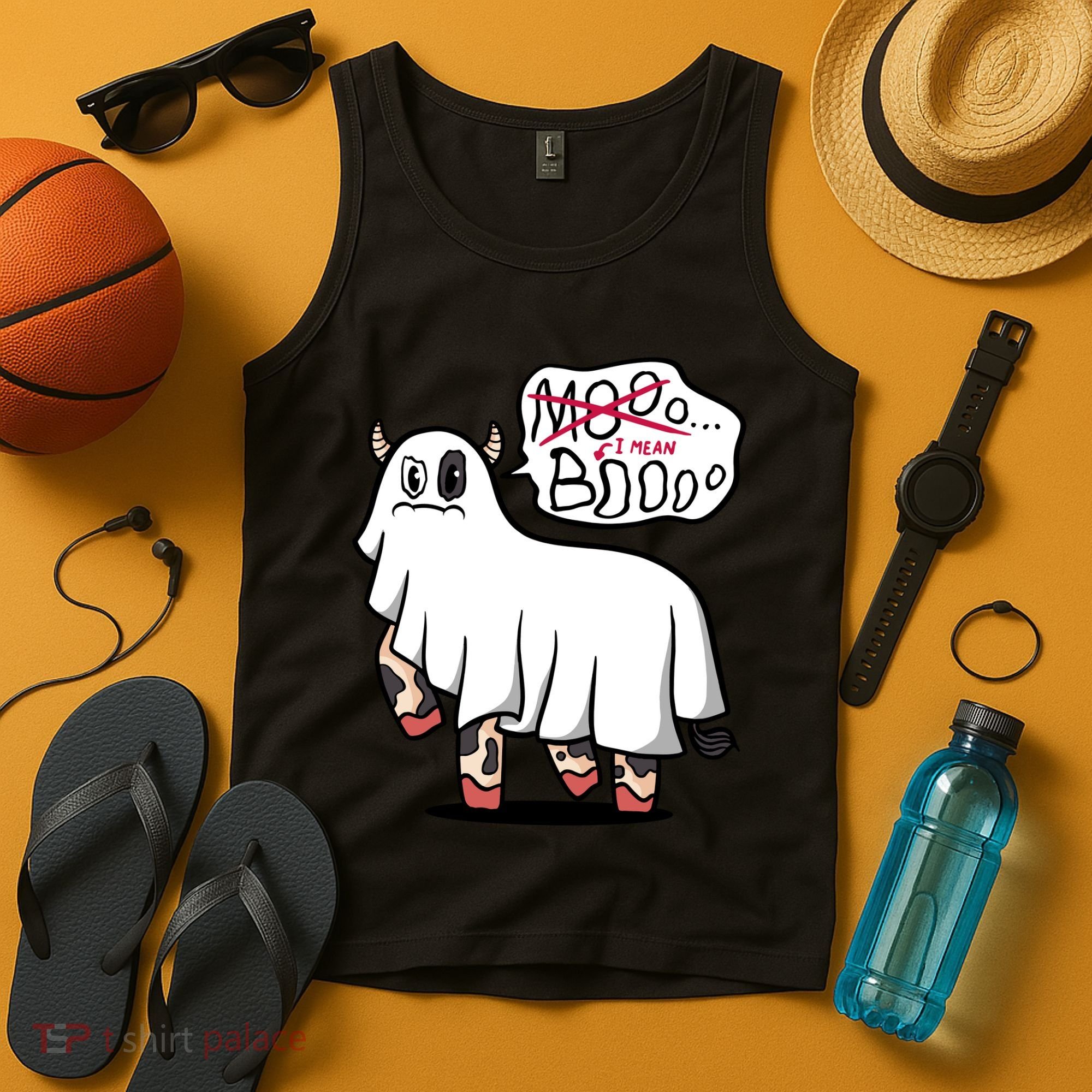 Ghost Cow Boo Funny Tank Top